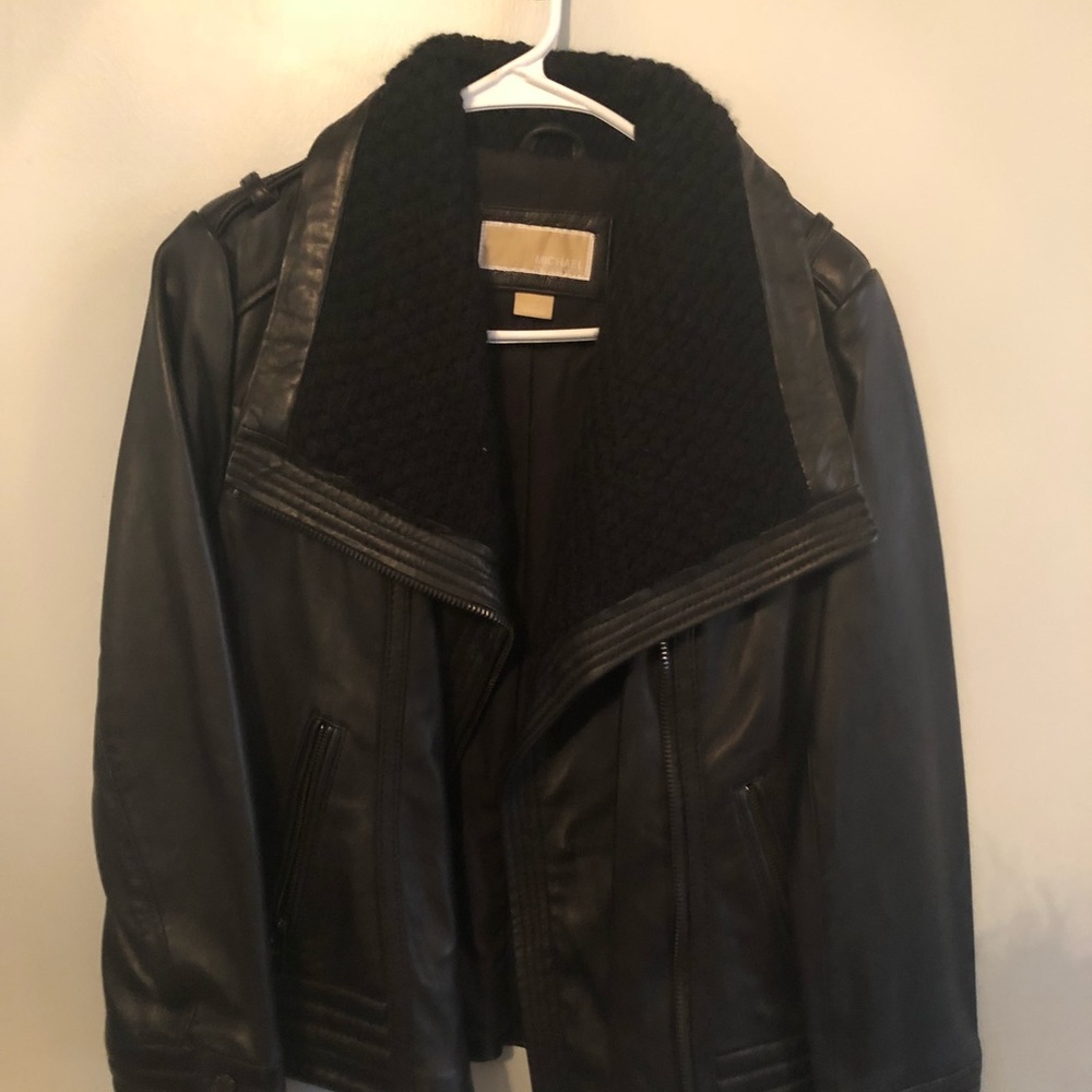 Michael Kors leather moto jacket